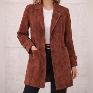 Chadwick’s Genuine Suede Coat Brown Leather Vintage Inspired Size 8 Petite NWT